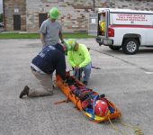 Med-tex employees practicing a rescue