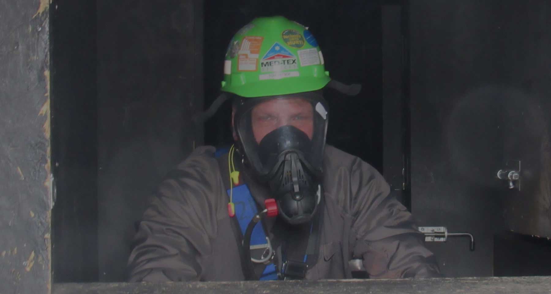 man with helmet and mask on